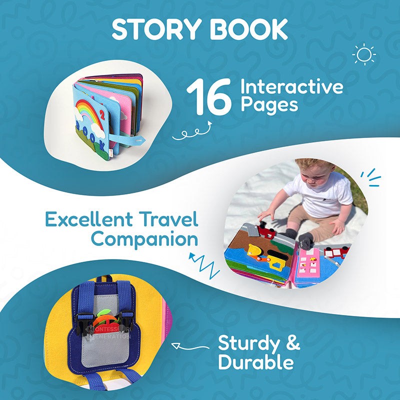 Educational Toy Montessori Quiet Book - Interactive Felt Activity Pages