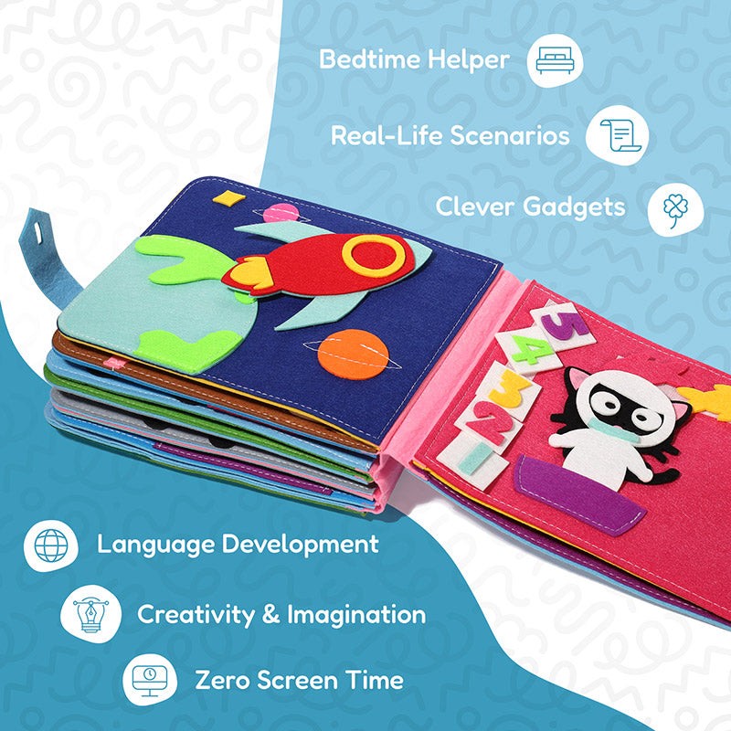 Educational Toy Montessori Quiet Book - Interactive Felt Activity Pages