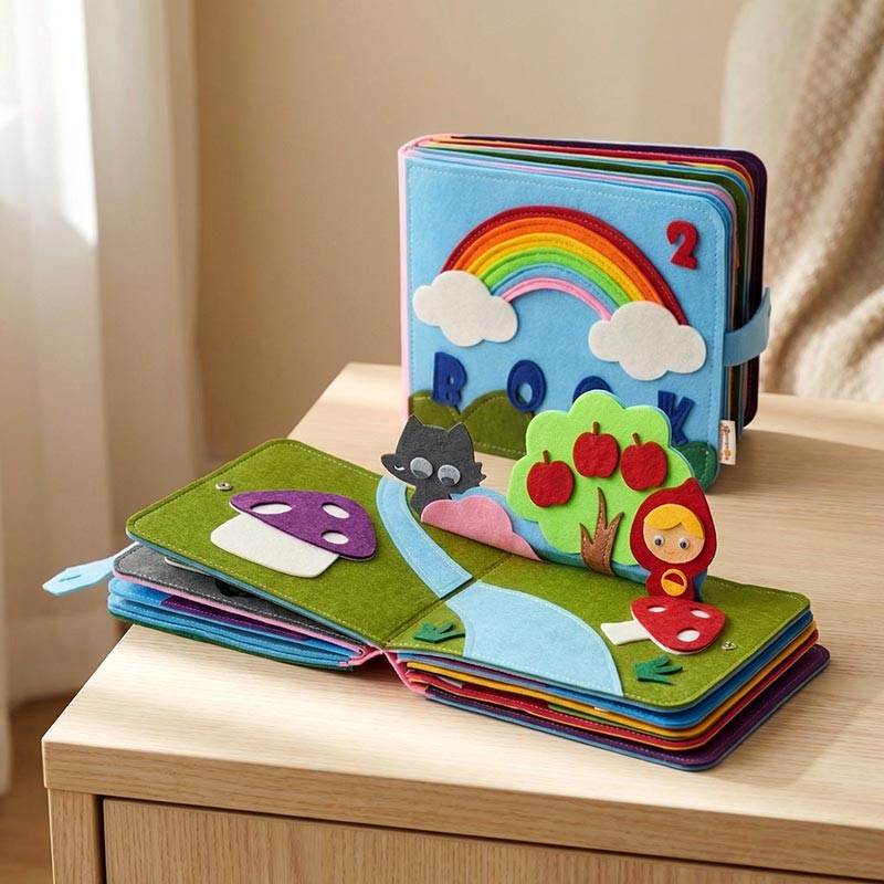 Educational Toy Montessori Quiet Book - Interactive Felt Activity Pages