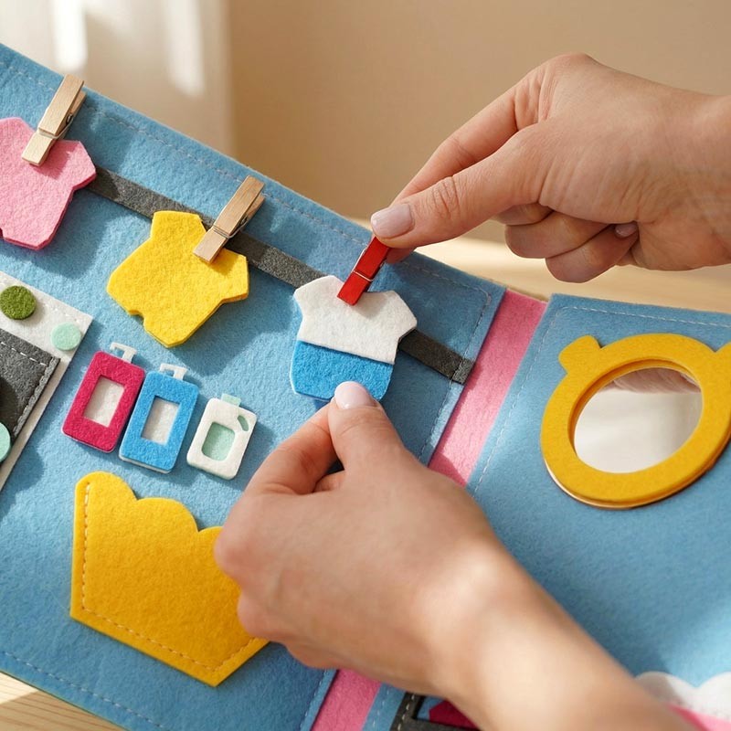 Educational Toy Montessori Quiet Book - Interactive Felt Activity Pages