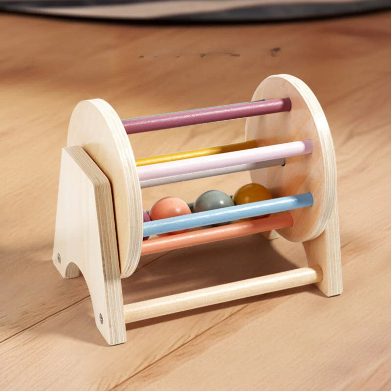 Educational Toy - Montessori Wooden Rolling Drum with Rotating Cylinder