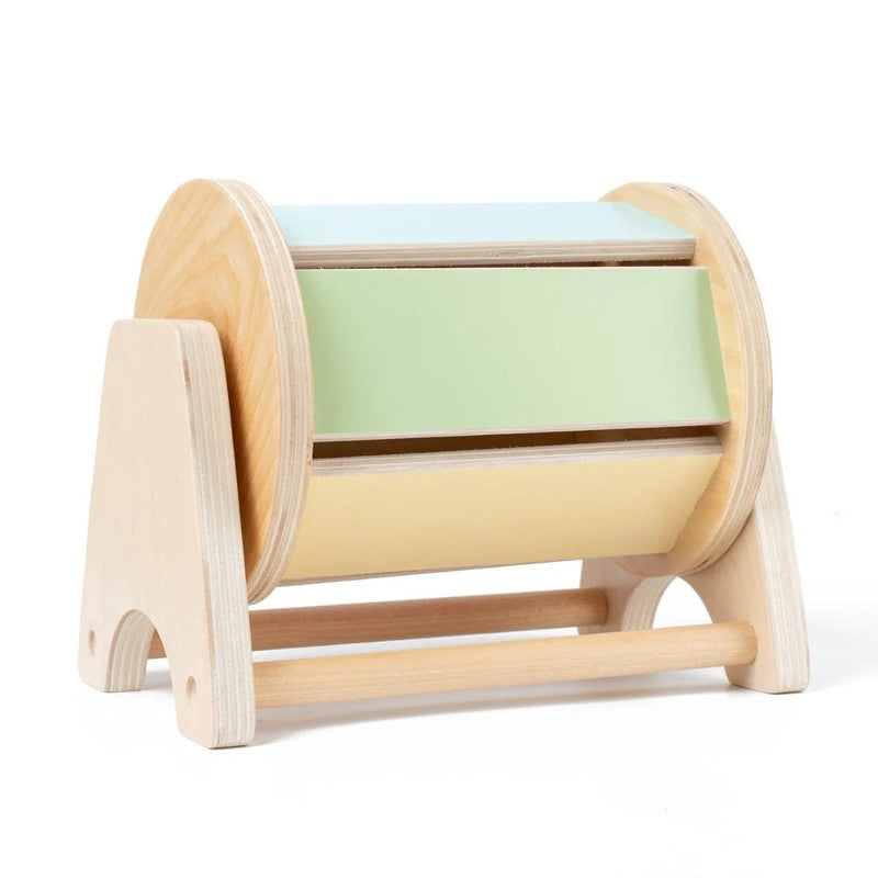 Educational Toy - Montessori Wooden Rolling Drum with Rotating Cylinder