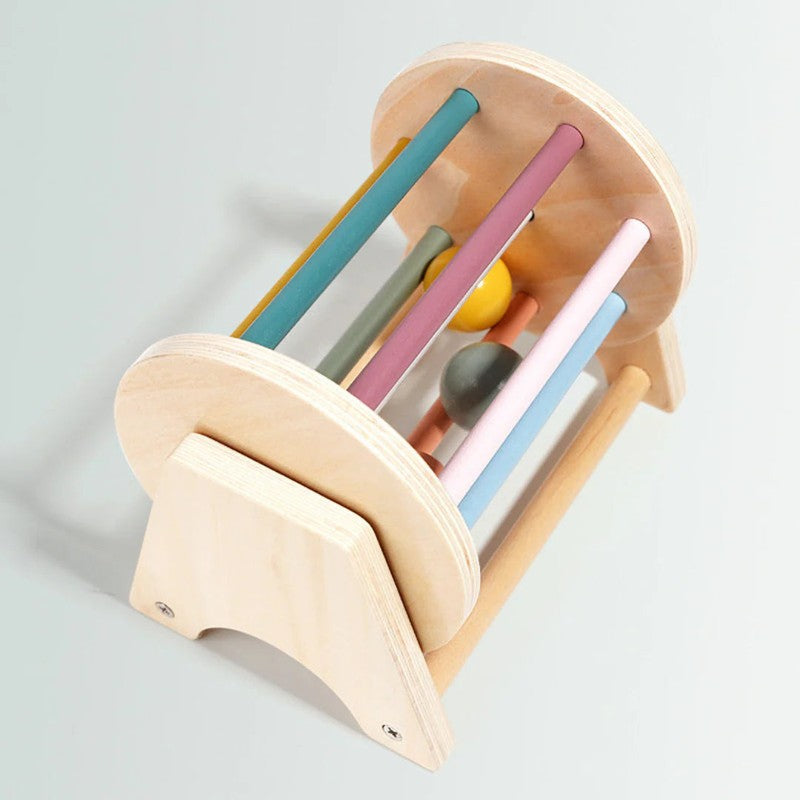 Educational Toy - Montessori Wooden Rolling Drum with Rotating Cylinder