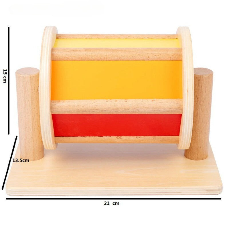 Educational Toy - Montessori Wooden Rolling Drum with Rotating Cylinder