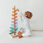Educational Toy Rainbow Marble Run Tower - Wooden Spiral Ball Track