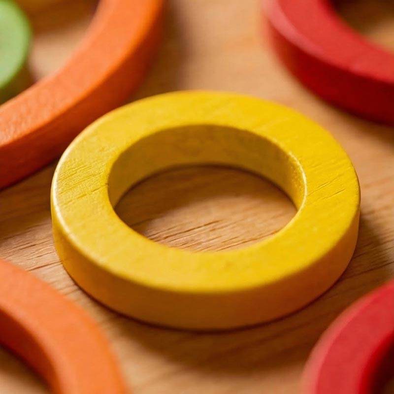 Educational Toy - Wooden Sticks and Rings Set with Activity Cards