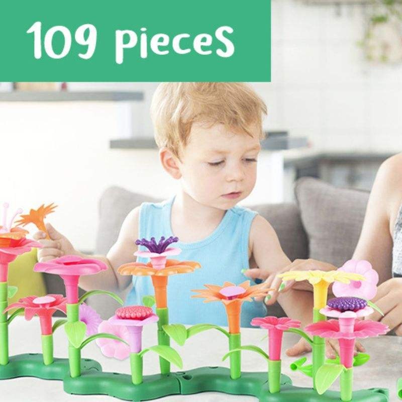 Educative Flower Building Toy Set for Children - 109 Piece Multicolor