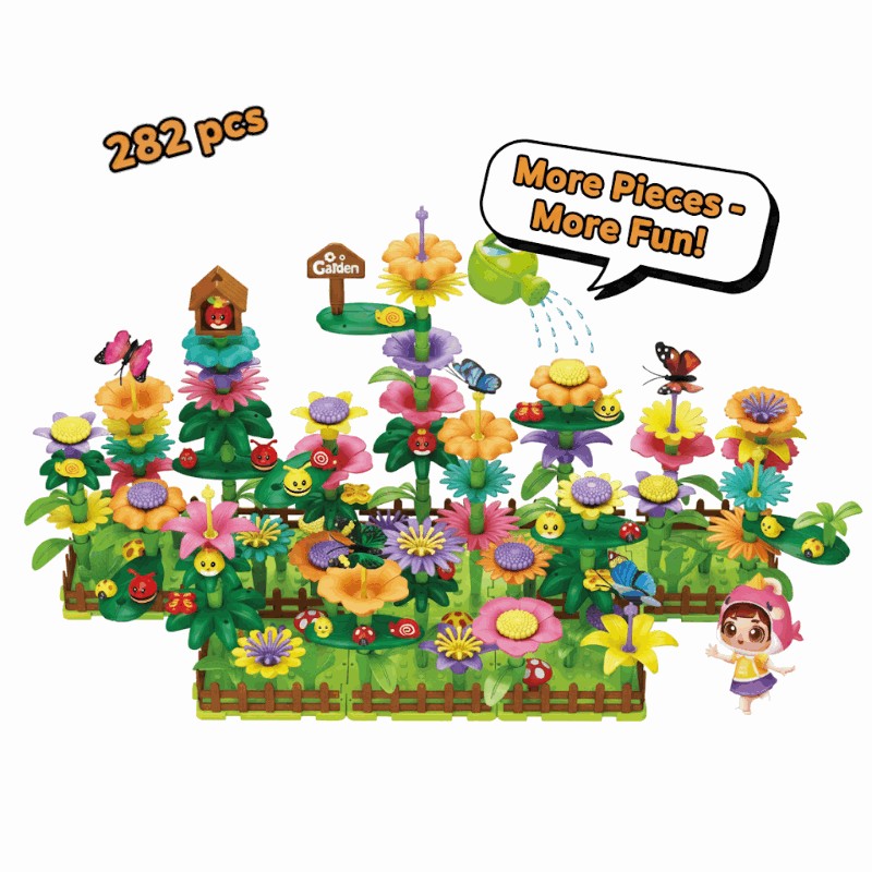 Educative Flower Building Toy Set for Children - 109 Piece Multicolor