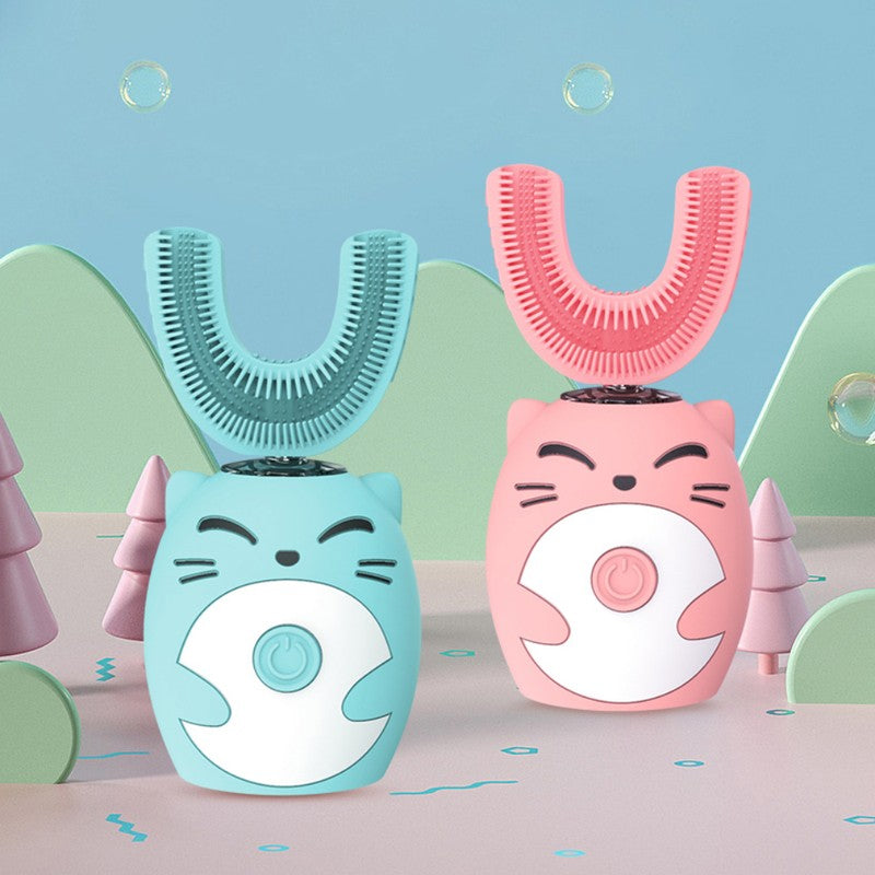 Electric U-shaped Children's Toothbrush - Cat Face Handle