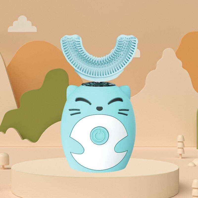 Electric U-shaped Children's Toothbrush - Cat Face Handle