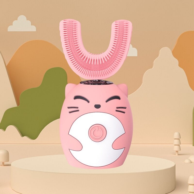 Electric U-shaped Children's Toothbrush - Cat Face Handle