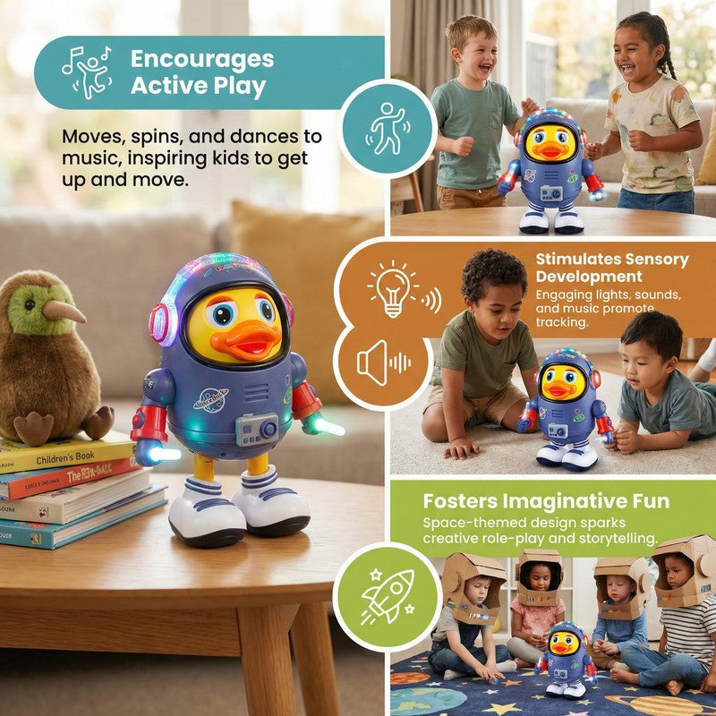 Electronic Astronaut Duck Toy with Light-Up Helmet