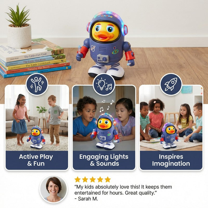Electronic Astronaut Duck Toy with Light-Up Helmet