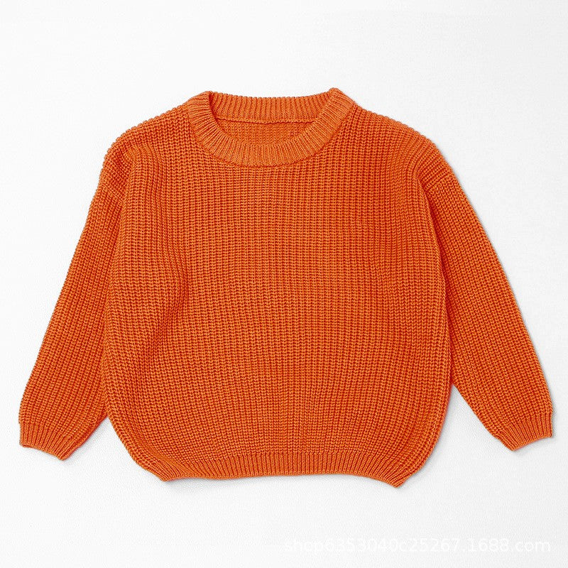 Embroidered Custom-Name Knit Sweater - Round Neck Long Sleeve