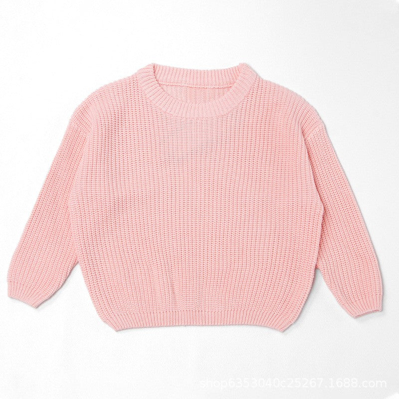 Embroidered Custom-Name Knit Sweater - Round Neck Long Sleeve