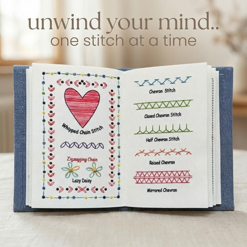 Embroidery Stitch Book with Fabric Pages - Complete Kit