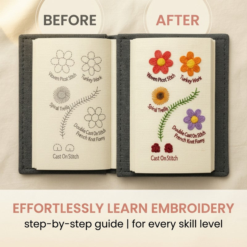 Embroidery Stitch Book with Fabric Pages - Complete Kit