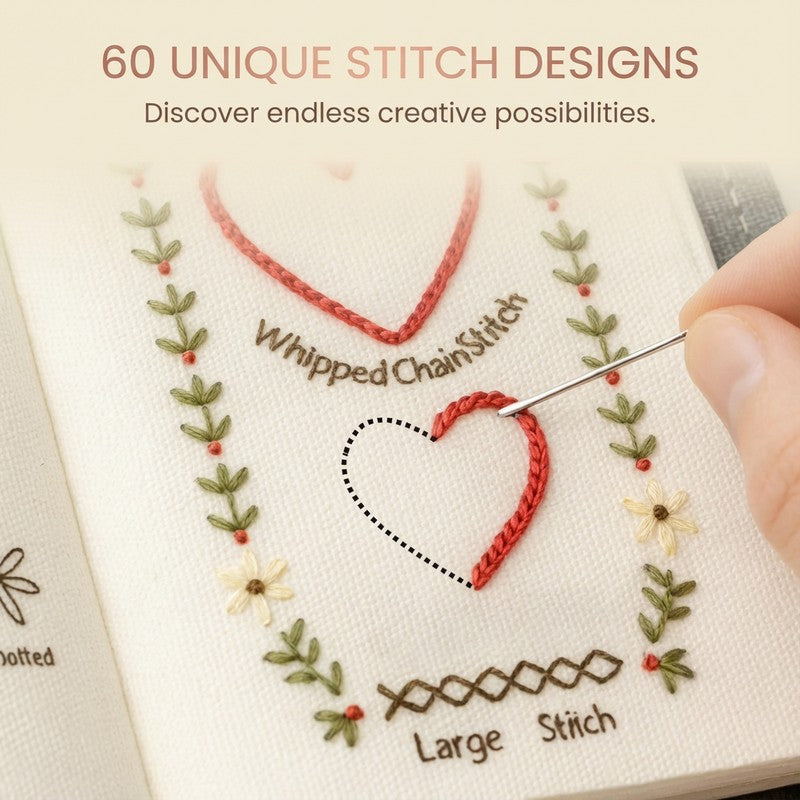 Embroidery Stitch Book with Fabric Pages - Complete Kit