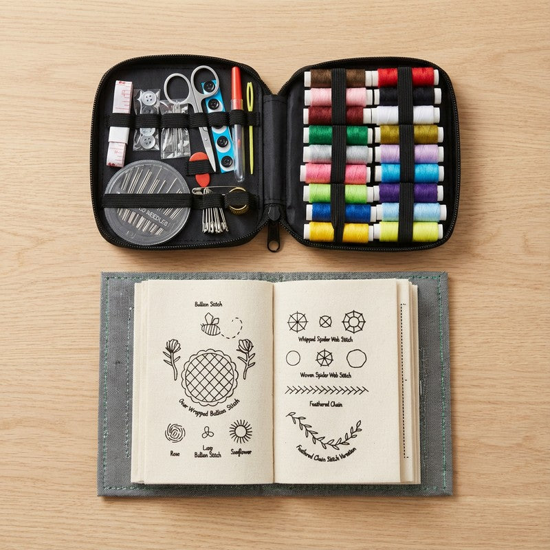 Embroidery Stitch Book with Fabric Pages - Complete Kit