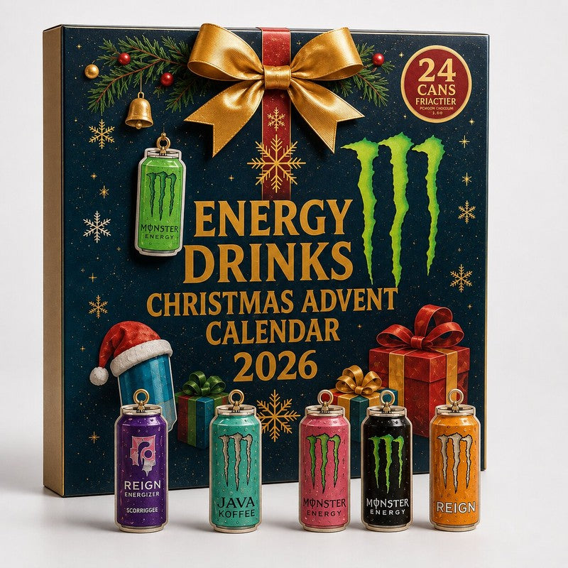 Energy Drink Advent Calendar - 24 Miniature Cans with Christmas Motifs