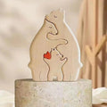 Engraved Wooden Bear Puzzle - Family Hugging Pose