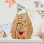 Engraved Wooden Bear Puzzle - Family Hugging Pose