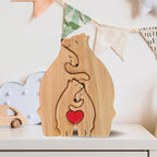 Engraved Wooden Bear Puzzle - Family Hugging Pose