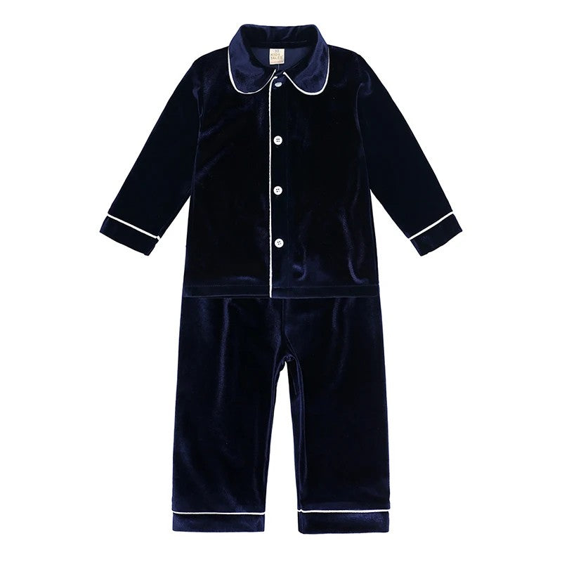 Family Matching Christmas Pajama Set - Button Front Top and Full-Length Trousers