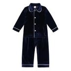 Family Matching Christmas Pajama Set - Button Front Top and Full-Length Trousers