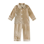 Family Matching Christmas Pajama Set - Button Front Top and Full-Length Trousers