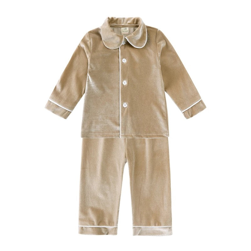 Family Matching Christmas Pajama Set - Button Front Top and Full-Length Trousers