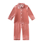 Family Matching Christmas Pajama Set - Button Front Top and Full-Length Trousers