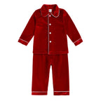 Family Matching Christmas Pajama Set - Button Front Top and Full-Length Trousers