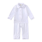 Family Matching Christmas Pajama Set - Button Front Top and Full-Length Trousers