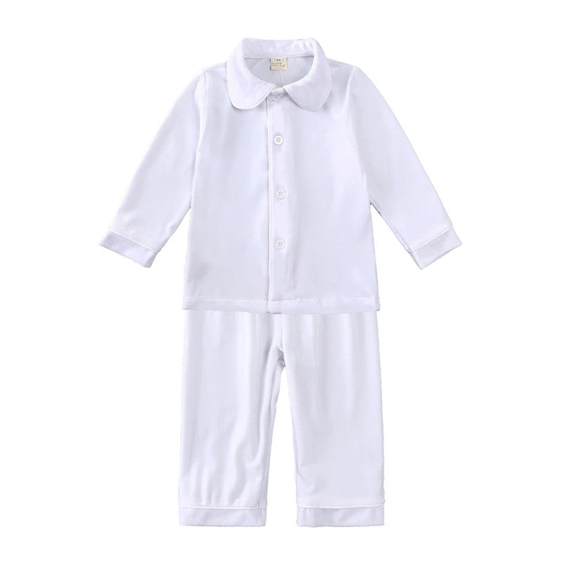 Family Matching Christmas Pajama Set - Button Front Top and Full-Length Trousers