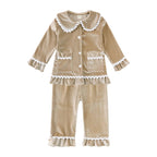 Family Matching Christmas Pajama Set - Button Front Top and Full-Length Trousers