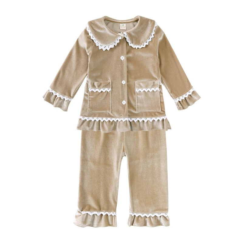 Family Matching Christmas Pajama Set - Button Front Top and Full-Length Trousers