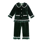 Family Matching Christmas Pajama Set - Button Front Top and Full-Length Trousers