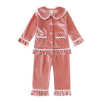 Family Matching Christmas Pajama Set - Button Front Top and Full-Length Trousers
