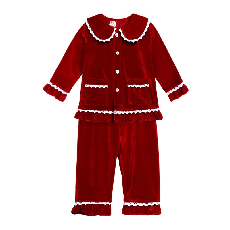 Family Matching Christmas Pajama Set - Button Front Top and Full-Length Trousers