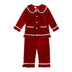 Family Matching Christmas Pajama Set - Button Front Top and Full-Length Trousers
