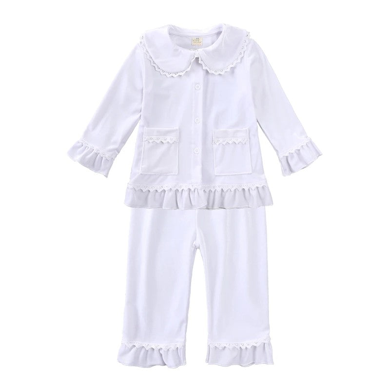 Family Matching Christmas Pajama Set - Button Front Top and Full-Length Trousers