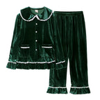 Family Matching Christmas Pajama Set - Button Front Top and Full-Length Trousers