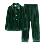 Family Matching Christmas Pajama Set - Button Front Top and Full-Length Trousers