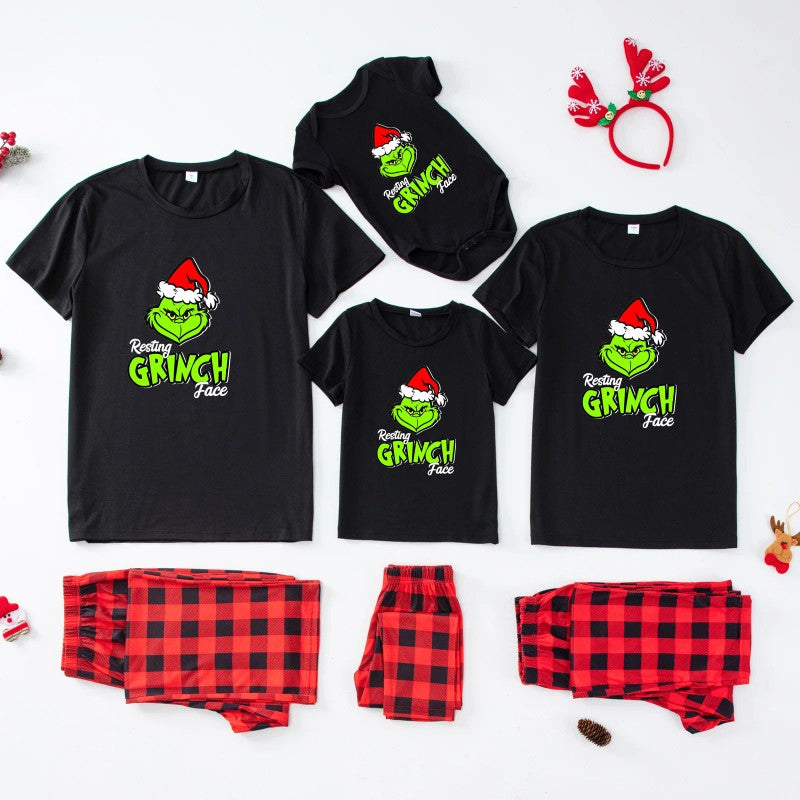 Family Matching Christmas Pajama Set - Short-Sleeve Top and Full-Length Bottom