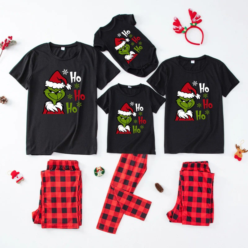 Family Matching Christmas Pajama Set - Short-Sleeve Top and Full-Length Bottom
