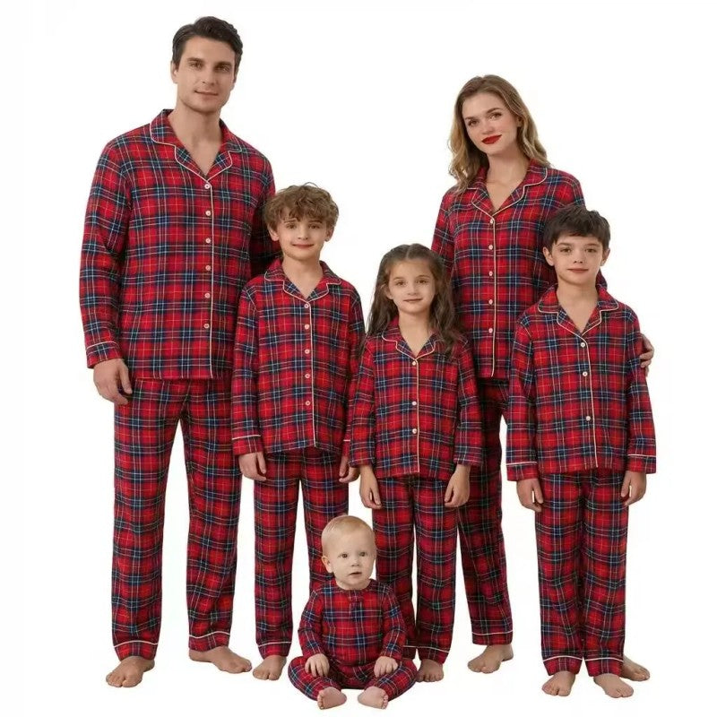 Family Matching Christmas Pyjama Set - Long Sleeve Button-Front