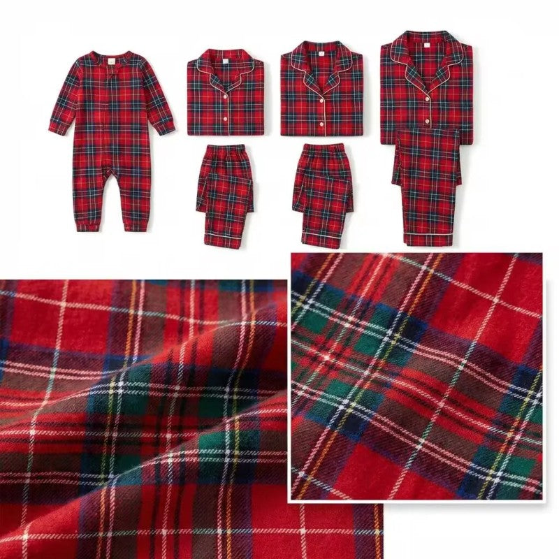 Family Matching Christmas Pyjama Set - Long Sleeve Button-Front