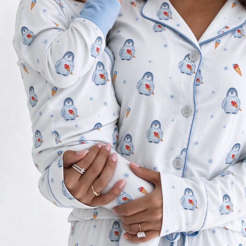 Family Matching Pyjama Set - Printed Button-Front Top