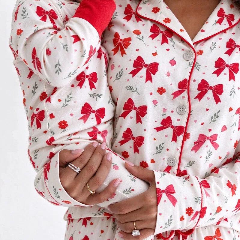 Family Matching Pyjama Set - Printed Button-Front Top
